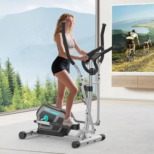 Image of Neezee Cross Trainer for Home, 16-Level Resistance Magnetic Cross Trainers, App Compatible, Ultra-Quite Cross Trainer with LCD Monitor, App Compatible, Pulse Sensor, Weight Capacity 130KG