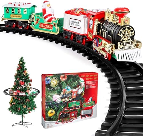Image of Christmas Tree Train Set-Around the Tree Xmas Home Décor Novelty Decoration Festive Light Up Realistic Sound Battery Operated Multicolor