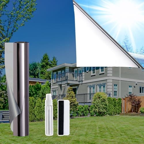 Image of Lifetree Reflective Window Film Privacy & Anti Glare, One Way Window Film See Out Not In, No Glue Heat Blocking Thermal UV Sun Blocker for Home Office WindowsBlack, 75 * 200cm