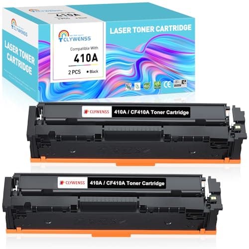 Image of Clywenss CF410A 410A Black Toner Cartridges Compatible with HP CF410X 410X for Color LaserJet Pro MFP M477fnw M477fdn M477fdw M452dn M452nw M377dw M477 M452 M377 Printer, 2-Pack (2300 Pages per Black)