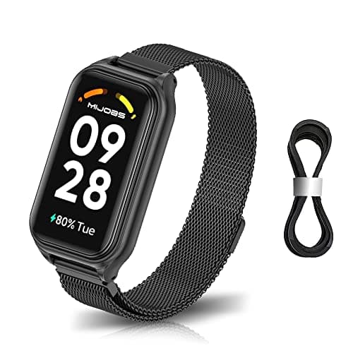 Image of Niboow Strap for Xiaomi Smart Band 8 Active/Redmi Smart Band 2, Men Women Magnet Stainless Steel Mesh Metal Breathable Watch Bands for Xiaomi Smart Band 8 Active/Redmi Smart Band 2 - Black