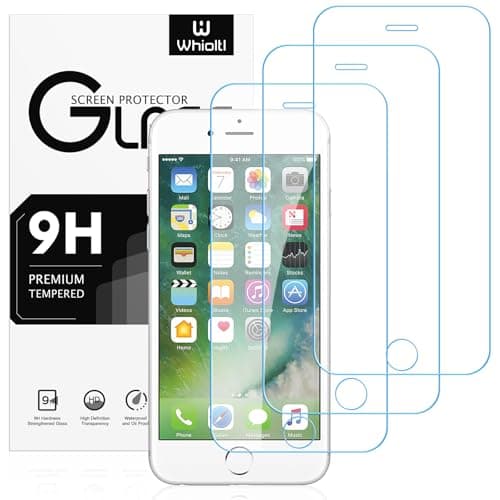 Image of Whioltl [3-Pack Screen Protector for iPhone 8, iPhone 7, iPhone 6s & iPhone 6, 4.7-Inch, 99.99% HD Clarity Premium Tempered Glass Film, [Scratch-Resistant][Anti-Shatter][Shockproof]