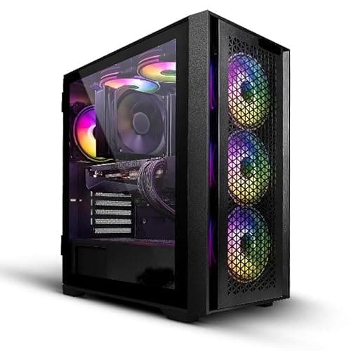 Image of Computek Gaming PC Tower, Intel Core i7-3770, 16GB RAM, GT 730 2GB Graphics, 1TB HDD + 256GB SSD, Windows 11, Entry Level, Black 6 Fan RGB Case – Ready To Use Setup
