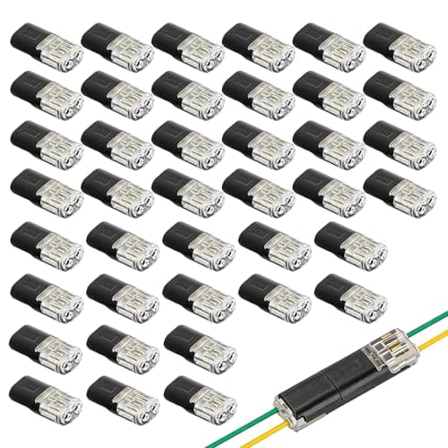 Image of 40Pcs Wire Connectors 2-Pin Waterproof Electrical Connectors No Stripping Cable Connectors for 18-22 AWG Wires Solderless Quick Connector with Locking Buckles Small Gauge Wiring Crimp Terminals