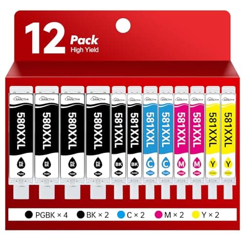 Image of SANCTink 12Pack 580XXL CLI-581XXL PGBK 580 581 Ink Cartridges Multipack Compatible for Canon 581 Ink Cartridges for Canon TS705 TR8350 TS6150 TS6250 TS8550 TS6151 TS8150 TS8151