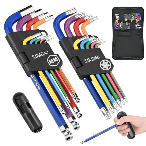 Image of SIMDAO 18Pcs Metric Hex Key Set, Allen Key Set with Color Coding and Torque Handle 1.5-10mm, Anti-Slip Long Ball End Hex Wrench Set, for Disassembly and Maintenance of Mechanical Equipment Vehicles