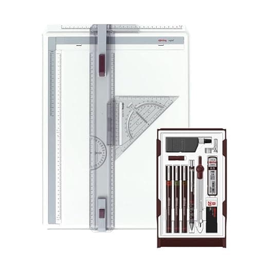 Image of rOtring A3 Drawing Board & Isograph Technical Pen Set | 10-Piece Fineliner & Mechanical Pencil Kit | Professional Architecture & Design Bundle for Precision Technical Drawing