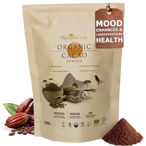 Image of Organic Cacao/Cocoa Powder 200g | Pure & Unsweetened | Mood Enhancer & Cardiovascular Health | Natural Source of Magnesium | Perfect for Smoothies, Baking & Hot Chocolate | Non-Alkalised, Vegan