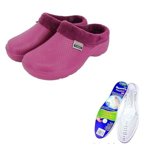 Image of Town & Country Clogs Mens/Womens Ladies Gardening Super Soft Clogs/Cloggies Lightweight Fleece Insole (8 UK, Raspberry Dots)
