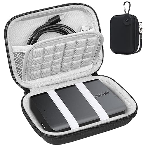 Image of Lacdo Hard Drive Carrying Case Bag for Toshiba Canvio Partner/Canvio Basics/Canvio Flex/Canvio Advance/Canvio Gaming Portable External Hard Drive 1TB 2TB 3TB 4TB USB 3.0 2.5 inch HDD, Black+Gray