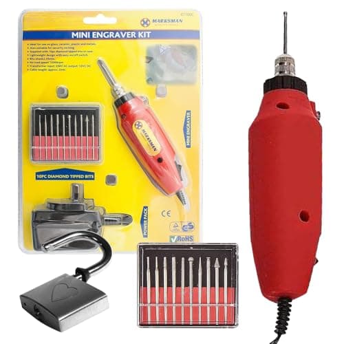 Image of New Mini Engraver Kit - for Crafting, Glass Ceramic Metal Machine Drill Tool | Engraving, Diamond Tipped Bits for Glass, Ceramic, Plastic & Metals | DIY Hand Tool Set