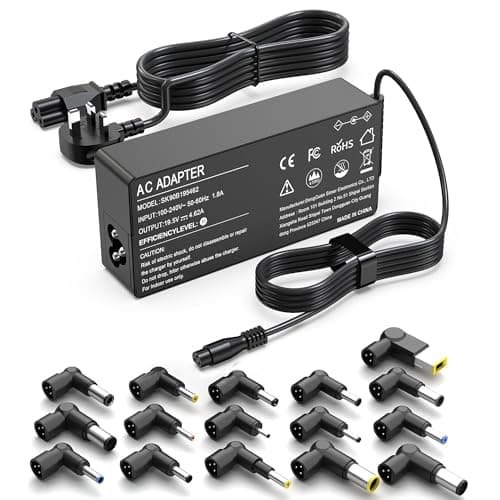 Image of FUDCOCWN 90W Universal Laptop Charger UK AC Power Adapter Compatible with HP Dell Lenovo Acer ASUS Sony Notebook Ultrabook 19.5V Supply Cord with 17 tips