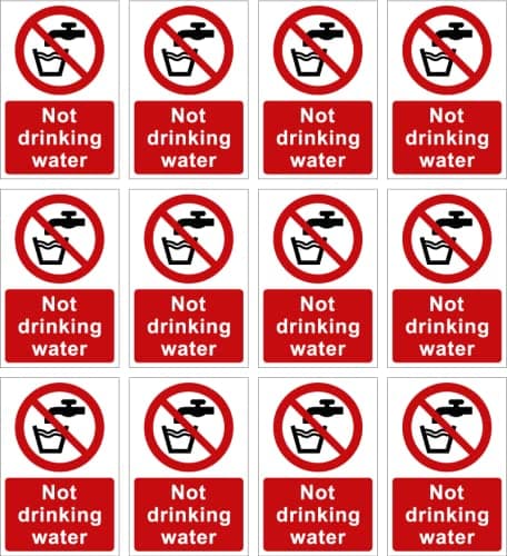 Image of Pack of 12 - 60mm x 90mm Not drinking water self adhesive vinyl signs