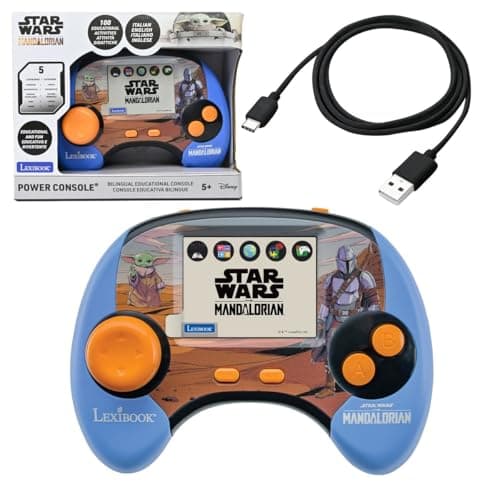 Image of Lexibook, Star Wars, Bilingual Educational Handheld Console, 2.8'' Colour LCD Screen, 100 Activities, Italian and English, Rechargeable Battery, Blue/Orange, JCG100SWi5LXB