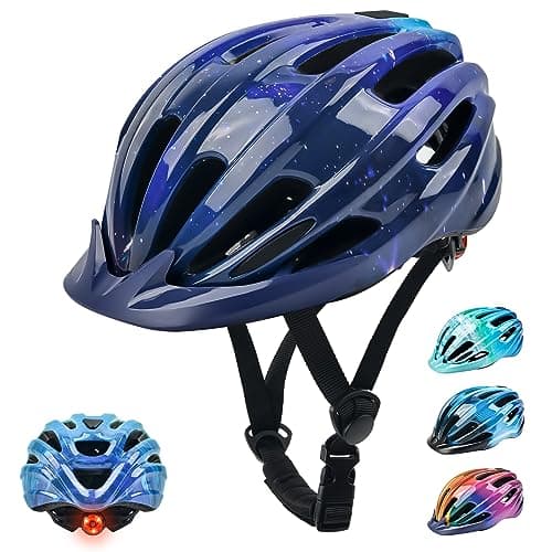 Image of Kids Bike Helmet, Bike Helmets for Kids with Light and Visor for Boys Girls Bike Helmet Childrens Bike Helmet Bicycle Cycling Helmet (50-57CM)