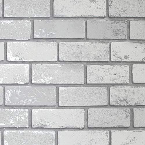 Image of Arthouse Metallic Brick White/Silver 692201