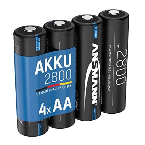Image of ANSMANN battery AA 2800mAh NiMH 1.2V - AA batteries rechargeable, high capacity ideal for high power requirements such as remote-controlled vehicles, keyboard, wildlife camera, flash unit (4 pieces)