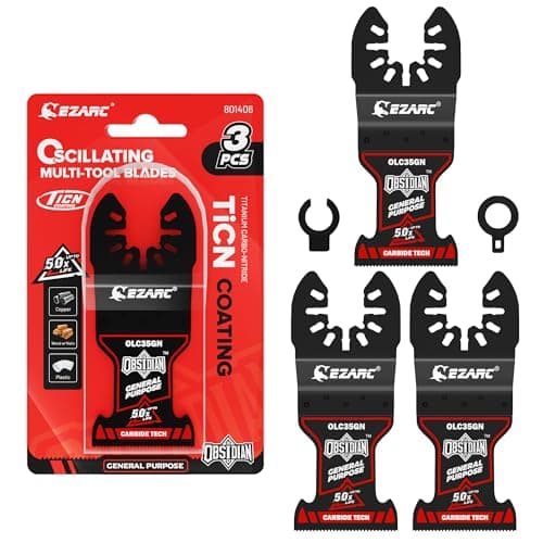 Image of EZARC Obsidian Carbide Oscillating Multi Tool Blades, Multitool Blades Quick Release for Metal, Wood, Nails, Plaster, Drywall and PVC, 3-Pack