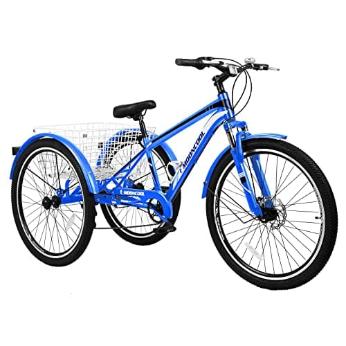 Image of Adult Mountain Tricycle, 7 Speed Three Wheel Cruiser Bike with Shopping Basket, Exercise Tricycle for Men and Women