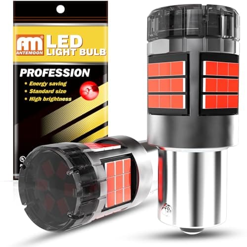 Image of ANTEMOON P21W 1156 BA15S LED Bulbs Canbus Error Free Super Bright 5000LM Brilliant Red 12V 24V 1141 1003 7506 Car Replacement Bulb for Backup Reverse Tail Brake Turn Signal Rear Fog Light, Pack of 2