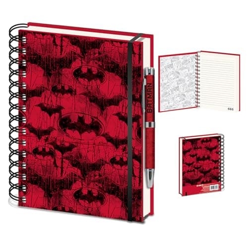 Image of Batman Notebook (Red Logo Design) Wiro A5 Writing Pad and Journal, Batman Gifts for Men, Women and Kids - Official Merchandise