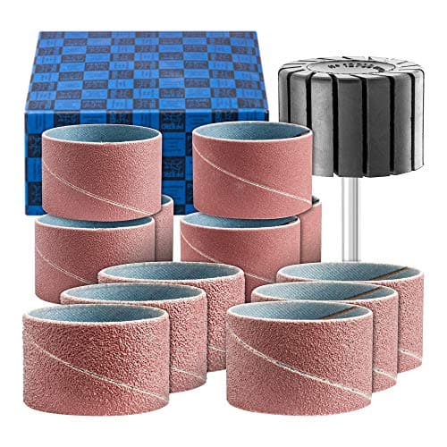 Image of PFERD 42298005 Sanding Sleeve Set 13 Pieces | Corundum Diameter 45 x 30 mm A40, 60, 80, 150 Including Holder with Shaft Diameter 6 mm | for Universal Applications 45 x 30 mm