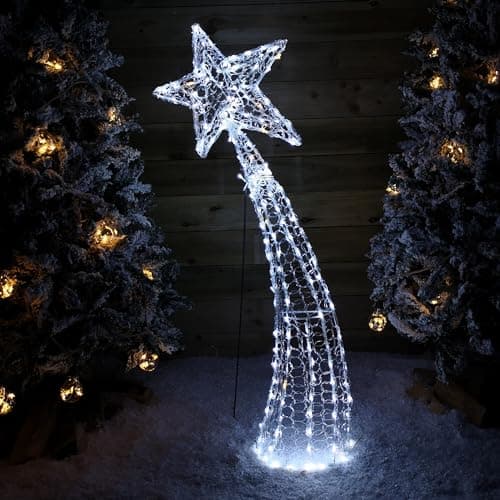 Image of Premier 1.2m Soft Acrylic 2D Shooting Star Light Sculpture 200 LEDs White & Warm White