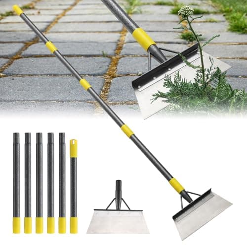 Image of 165 cm Long Handle Scraper, Heavy Duty Cleaning Shovel & Weed Removal Tool - Multifunctional Flat Garden Shovel for Moss Removal from Patio, Weeding, Scraping, and Ice Clearing