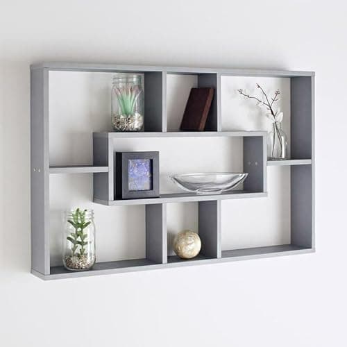 Image of Homme Concept - Grey Multi Compartment Space Saving Floating Display Shelves Storage Shelf Organiser Unit Home Decor Bookshelf