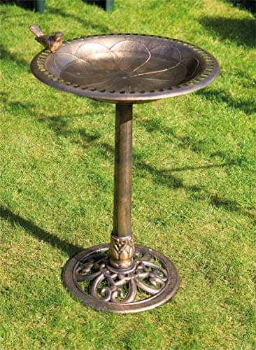Image of St Helens Home & Garden Bronze Ornamental Free Standing, Weather Resistant, Pedestal style, Easy Assemble Bird Bath