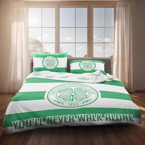 Image of Officially Licensed Celtic FC Double Bedding Set – Reversible and Includes Pillowcase – Perfect for Kids – For Bhoys and Wee Lasses Of Celtic