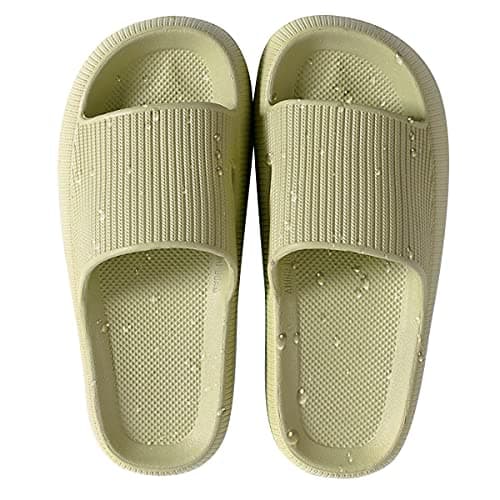 Image of HSHAPAY House Slippers for Man And Women Beach Slides Non-Slip Lightweight Open-toe Shower Shoes Quick Drying Extra Thick Sandals (9.5 UK, Green, numeric_9_point_5)