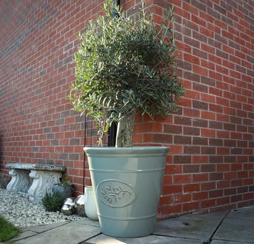 Image of Outdoor Classic Olive Planter | Ceramic Look Round Plastic Flower Pot With Glossy Finish | Frost & UV Resistant Traditional Garden Plant Pot| Dia: 40cm, 50cm & Square | Grey (1, 50cm XL Round)