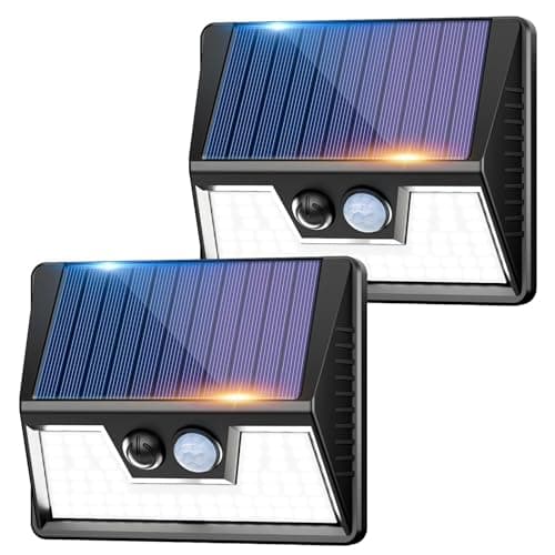 Image of vighep Solar Lights Outdoor Garden - Led Motion Sensor Security Lights IP65 Waterproof, 3 Lighting Modes, Super Bright Pir Flood Lights for Wall Yard Fence Garage - 2 Pack