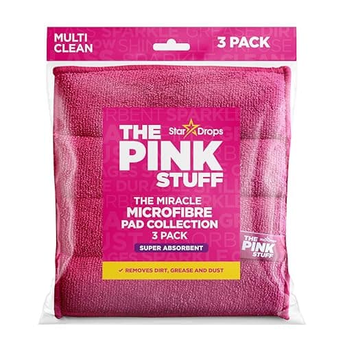 Image of The Pink Stuff Miracle Microfibre Pad Collection - Ultra Absorbent, Multi Surface Cleaning Pads for Kitchens, Bathrooms, Glass, Household Surfaces and more!
