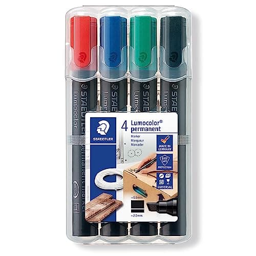 Image of STAEDTLER Permanent Marker Pens - Lumocolor - Chisel Tip - 2-5mm Line Width - Pack of 4, 350 WP4
