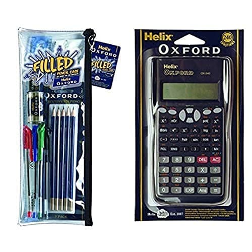 Image of Helix Oxford Filled Pencil Case Stationery Set & Helix Oxford Scientific Calculator
