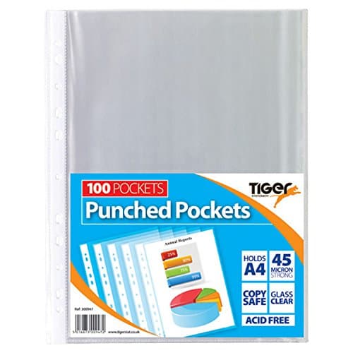 Image of Tiger 300947 A4 Punched Pocket Sleeve Wallets - Transparent (100 Pieces)