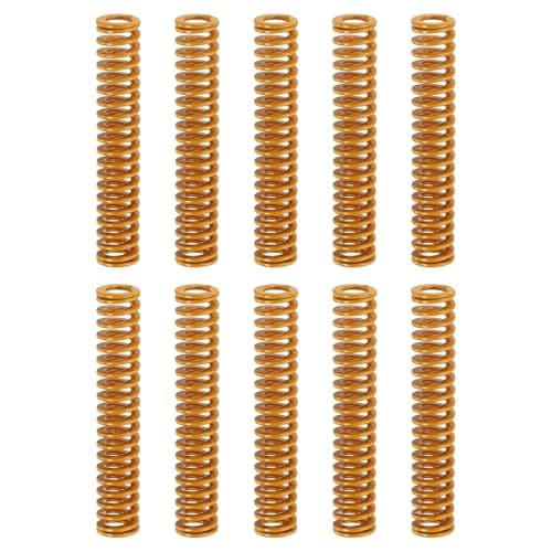 Image of sourcing map 10pcs 3D Printer Heating Bed Spring, 8mm OD 45mm Length Light Load Compression Mould Die Spring 3D Printer Compression Spring for 3D Printer Electric Part, Yellow