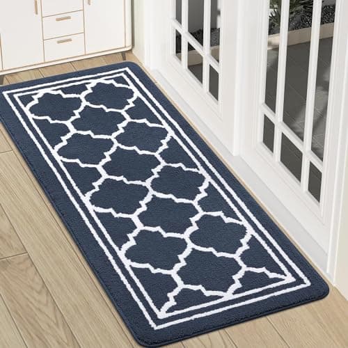 Image of Homaxy Door Mats Indoor, Non Slip Absorbent Doormats, Washable Carpet Runners, Dirt Trapper Hallway Runner, Runner Rugs for Hallway, Living Room, Kitchen, Entrance, Pet— 50 x 120 cm, Navy Blue