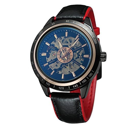 Image of FORSINING Men's Automatic Selfw-winding Skeleton Dial Watch with Two Tone Coloe Leather Band FSG8042M3T3