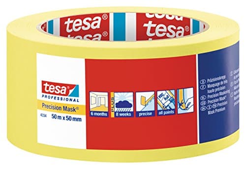 Image of tesa 43340000400 Precision Mask Indoor Masking Tape for Painting and Decorating, Residue Free Removal, 50 m x 50 mm