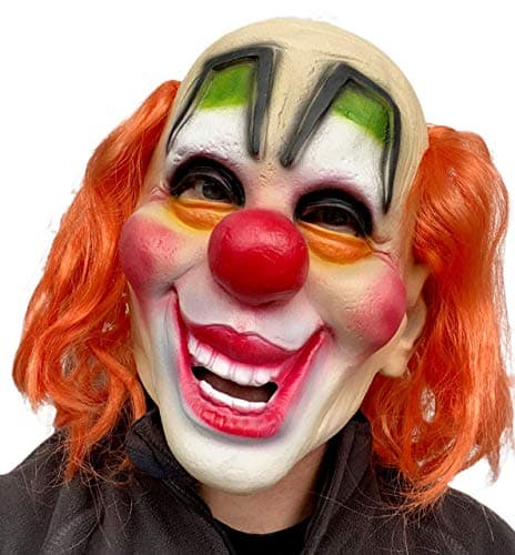 Image of Rubber Johnnies CLASSIC VINTAGE CLOWN MASK, Latex, Scary MASKS, Horror, Creepy, COSTUME, Halloween, Fancy Dress