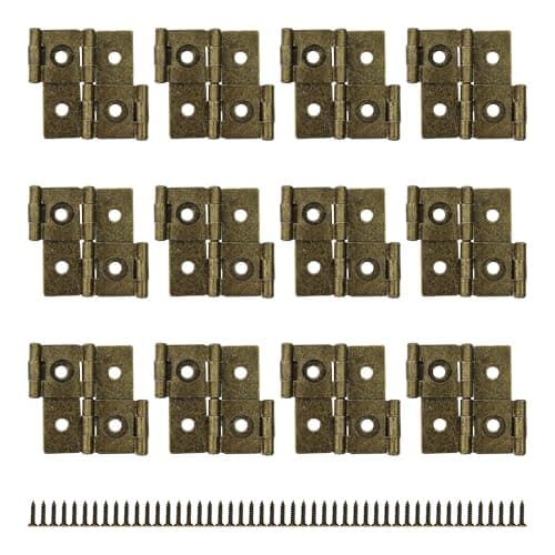 Image of bociloy 12PCS 47x47mm Double Acting Folding Screen Hinges, Retro Style Cabinet Door Hinges with Mounting Screws, Antique Bronze