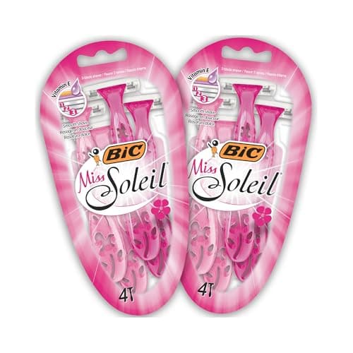 Image of BIC Miss Soleil Razors Women - Flower Handle Style - Triple Blade Stainless Steel Lady Shaver - Pack of 8