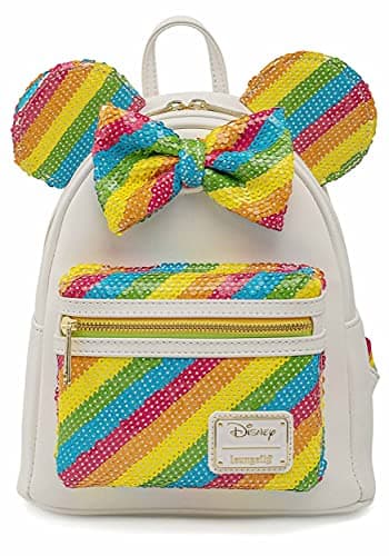 Image of Loungefly Disney Sequin Rainbow Minnie Mini Backpack, Multi, One Size,