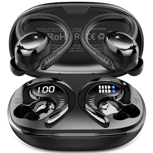 Image of Wireless Earbuds Sport, 2026 Bluetooth 5.4 Headphones, Deep Bass Hi-Fi Stereo Ear Bud, ENC Noise Cancelling Earphones with Earhooks, 50+Hrs USB-C IP-X7 Waterproof Running Gym Workout for Android iOS