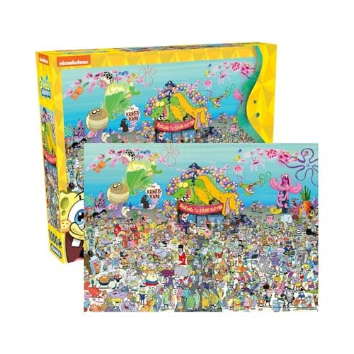 Image of AQUARIUS SpongeBob SquarePants 25th Anniversary 1000pc Puzzle (1000 Piece Jigsaw Puzzle) - Officially Licensed SpongeBob Merchandise & Collectibles -22x28 in - AMAZON EXCLUSIVE