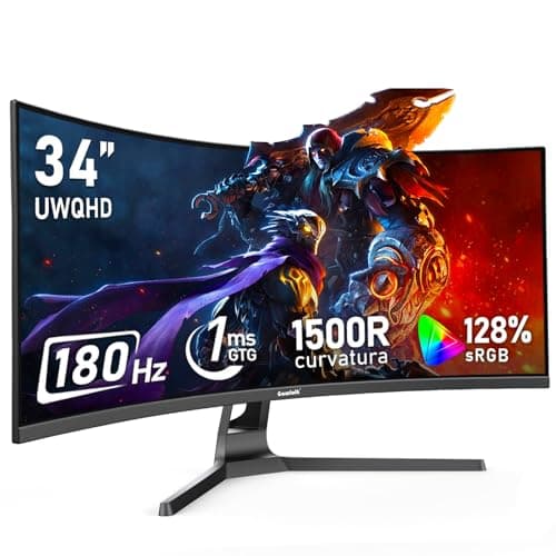 Image of Gawfolk 34 Inch Ultrawide Curved 180Hz Gaming Computer Monitor,1500R PC Screen 21:9 UWQHD (3440x1440),128% sRGB,Adaptive Sync,178° Viewing Angle,HDMI、Display Port,Compatible with Wall mounting-Black
