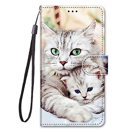 Image of Huawei Y6 2019/Y6S Case, Premium Huawei Y6 2019/Y6S Leather Flip Cover Wallet Shockproof Slim Soft Silicone Flexible Thin TPU Protective Bumper Phone Case for Huawei Y6 2019/Y6S, Cat